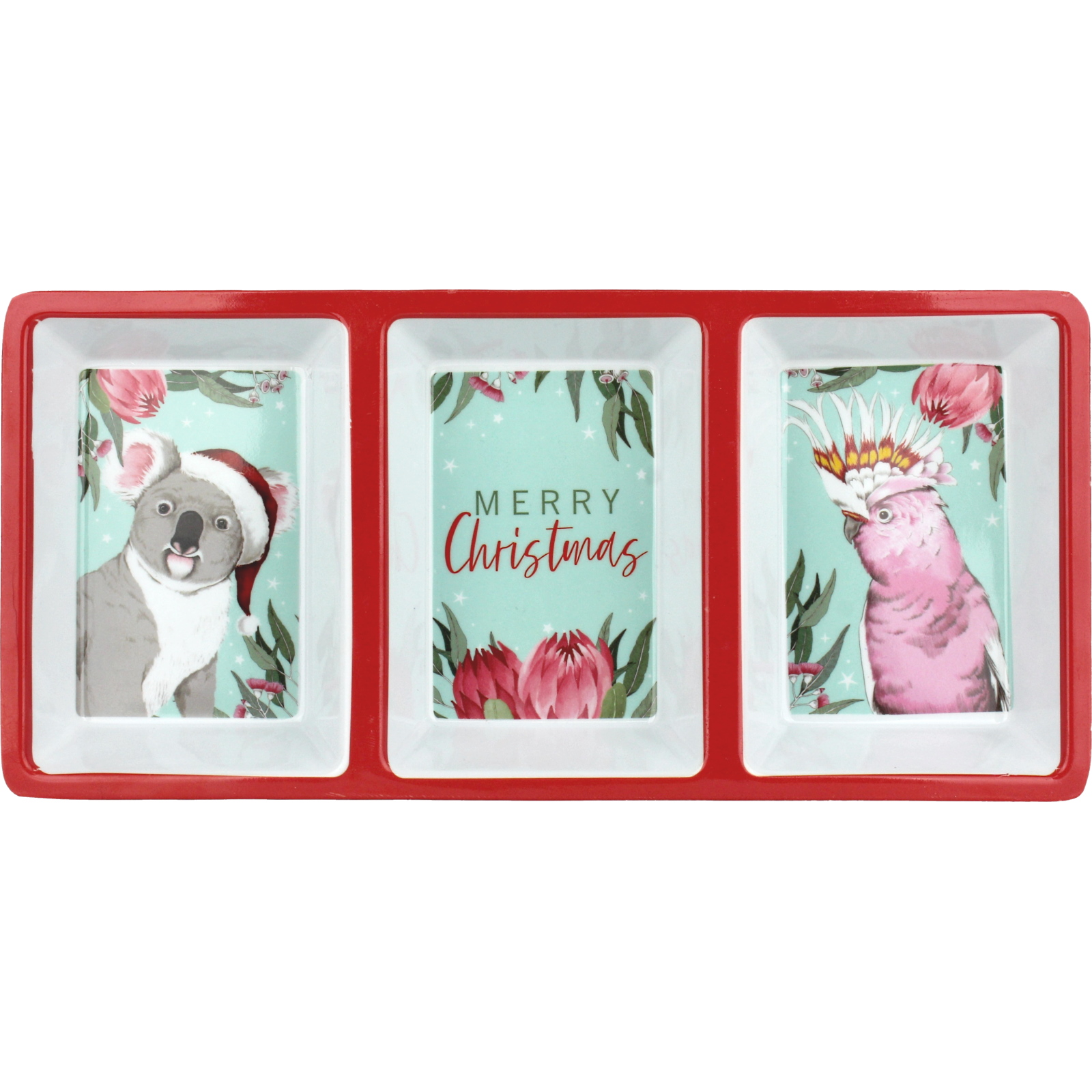 Native Australian Christmas 3 Section Melamine Rectangular Platter