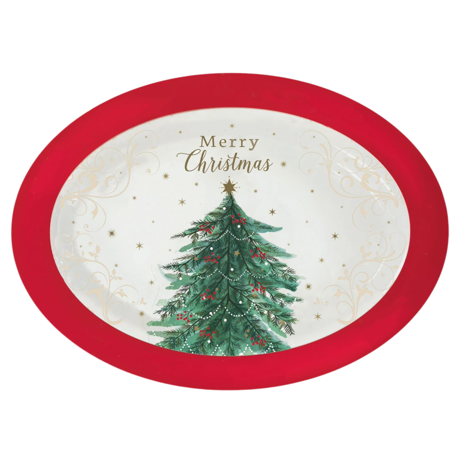 Festive Christmas Tree Oval Melamine Platter