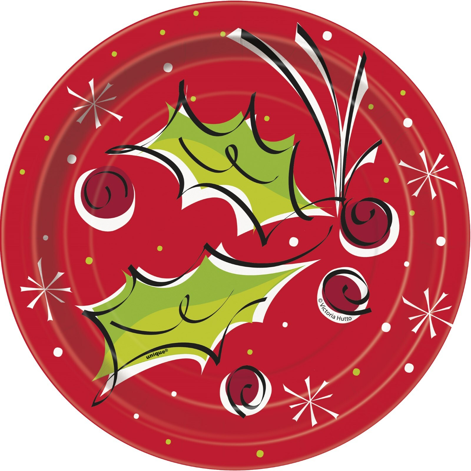 Holly Pop Small Paper Plates (Pack of 8)