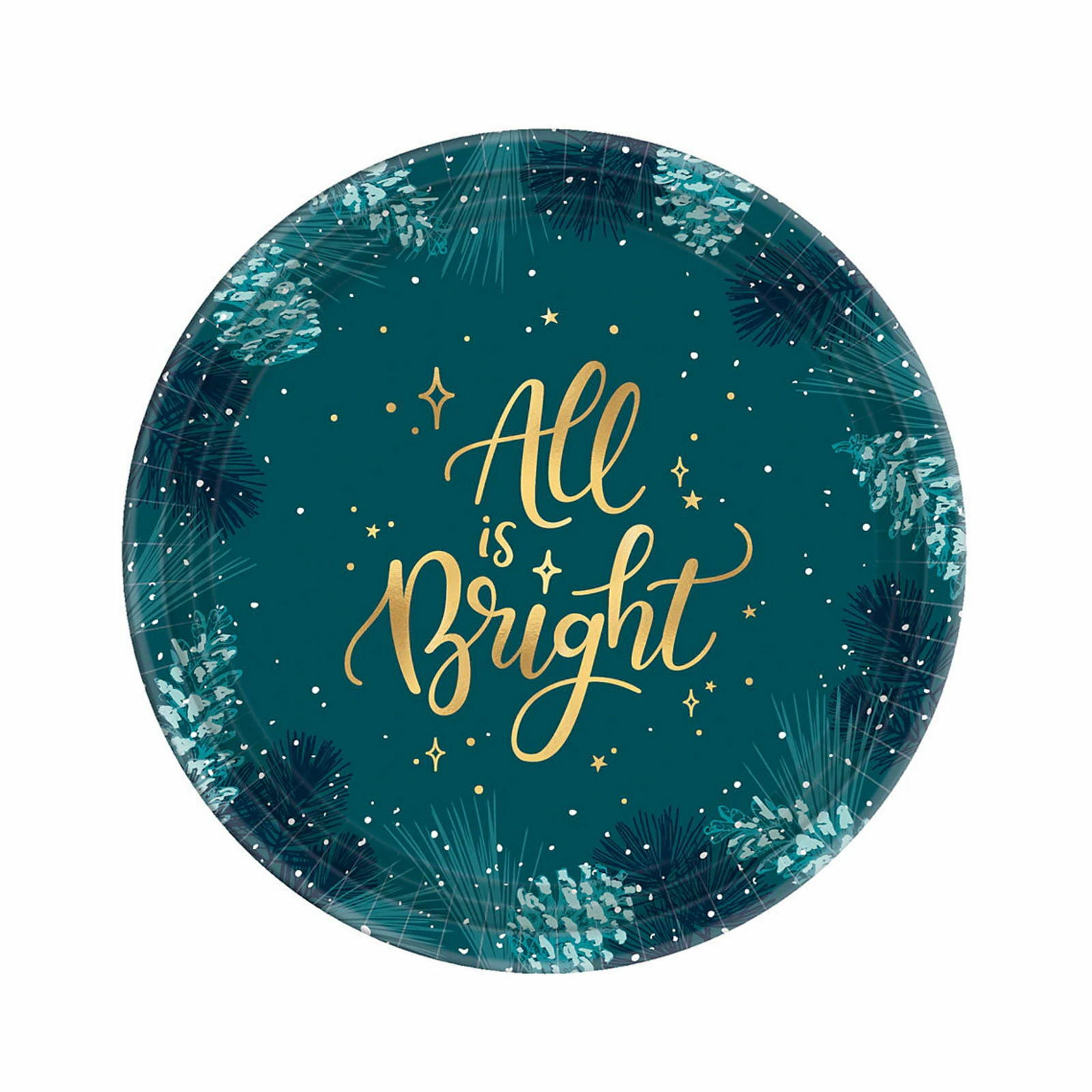 Teal Very Merry Christmas Small Paper Plates (Pack of 8)