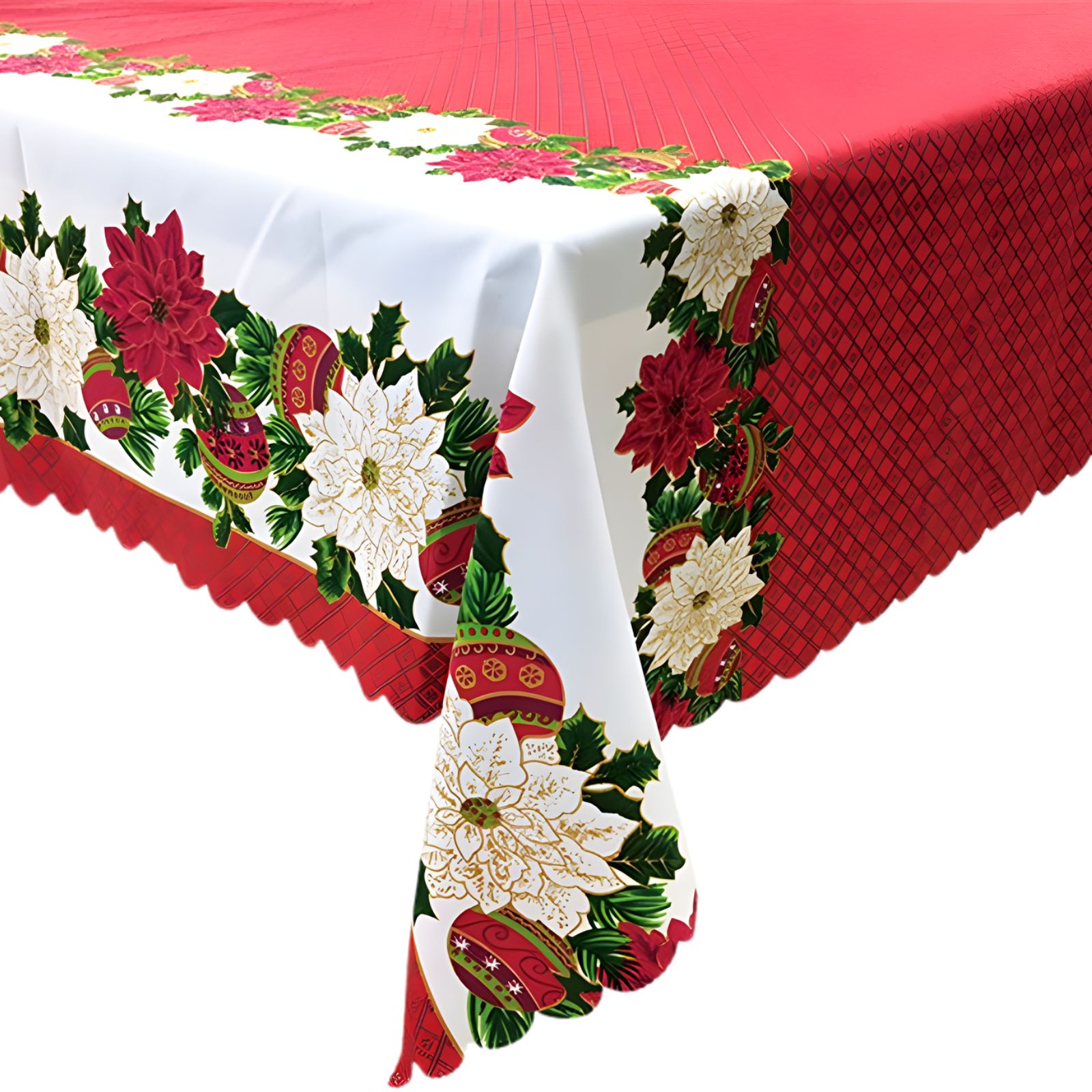 Classic Poinsettia Fabric Tablecloth