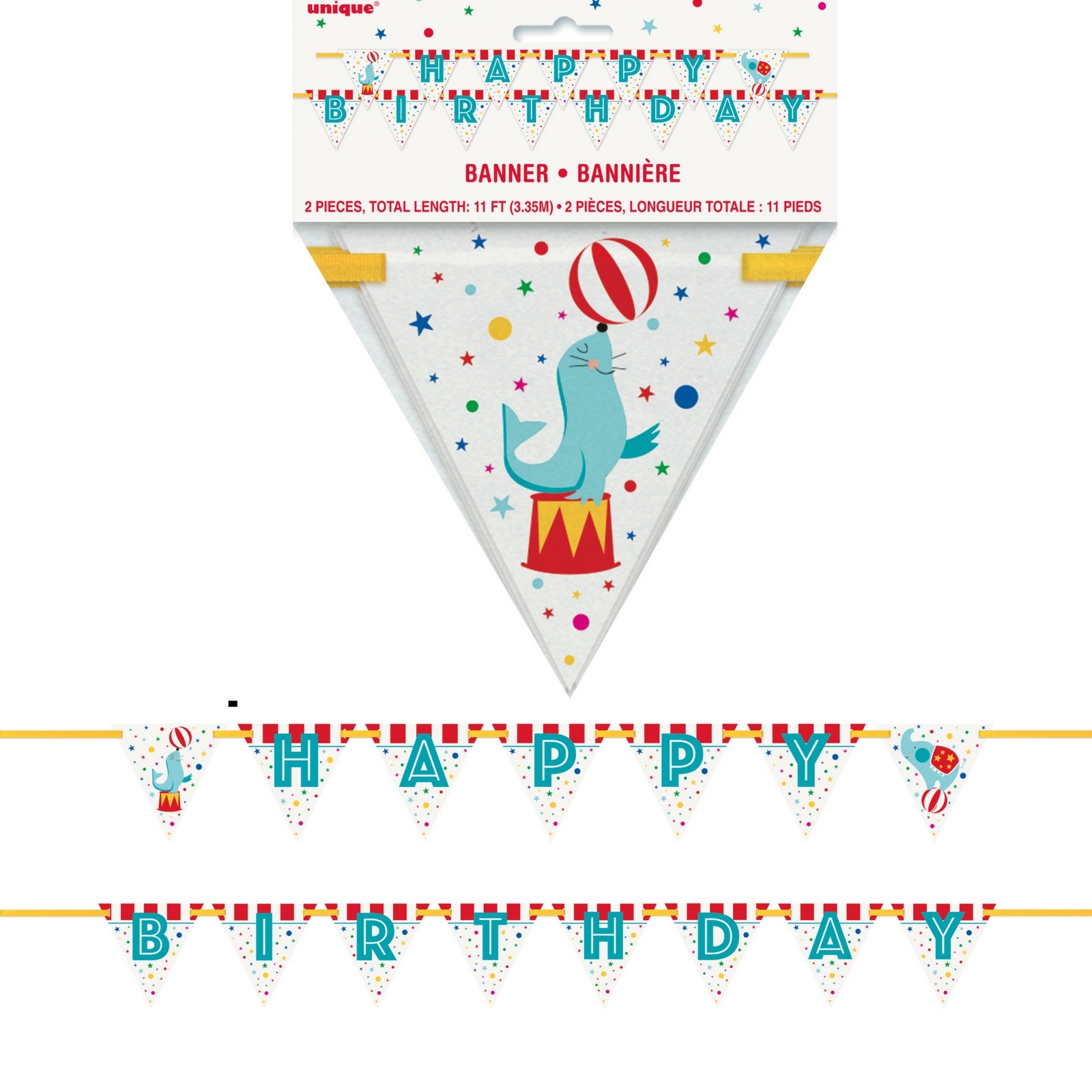 Circus Carnival Happy Birthday Flag Banner