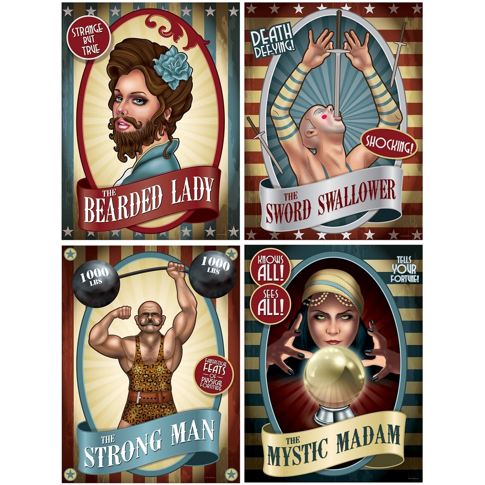 Vintage Circus Poster Cutout Wall Decorations (Pack of 4)