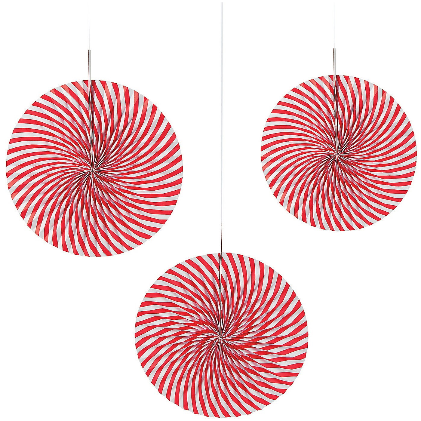 Red Swirl Paper Fan Decorations (Pack of 6)