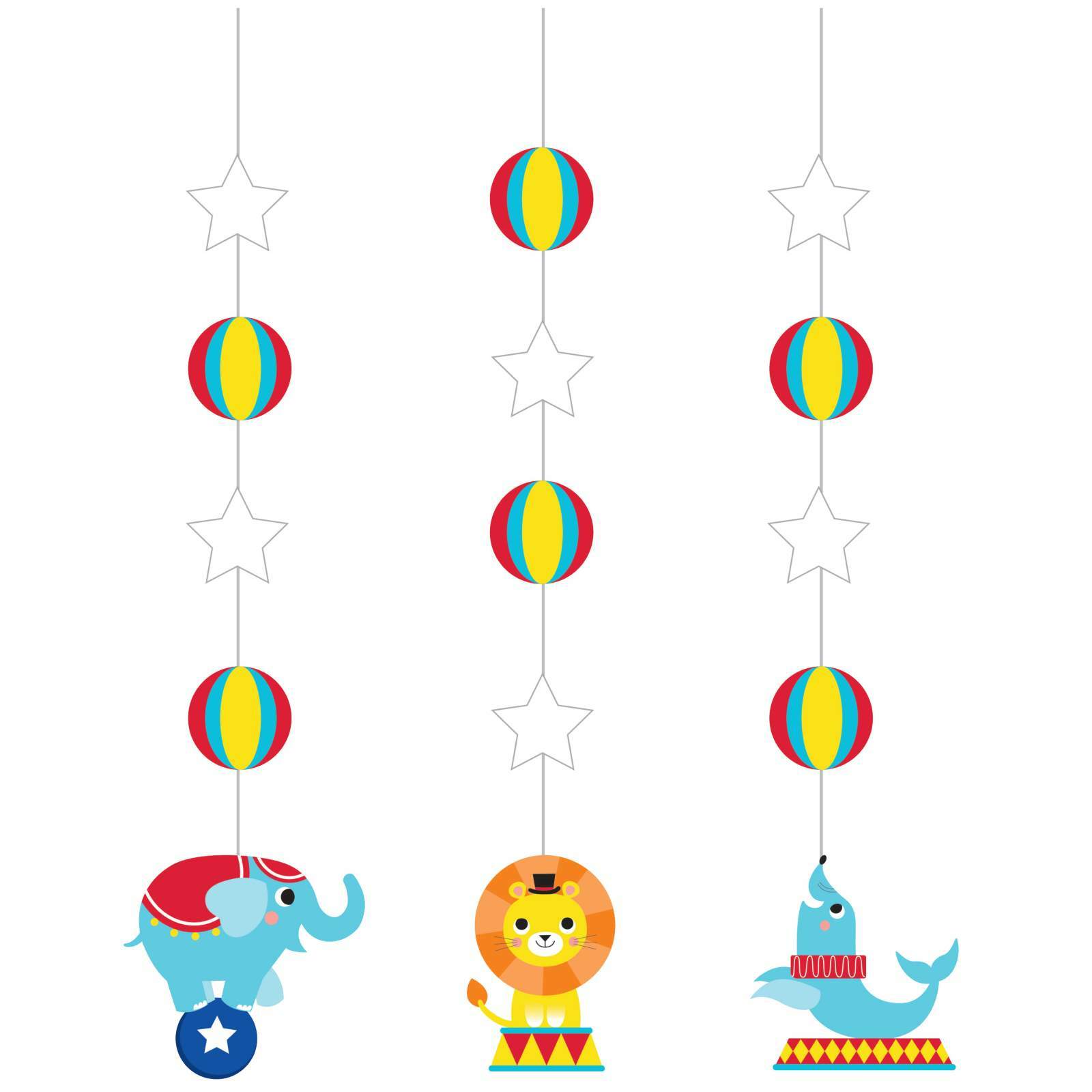 Circus Party Hanging Decorations (Pack of 3)