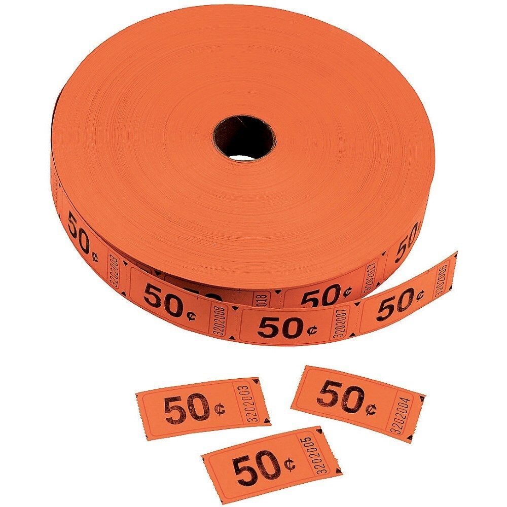 50c Ticket Roll Orange (2000 Tickets)
