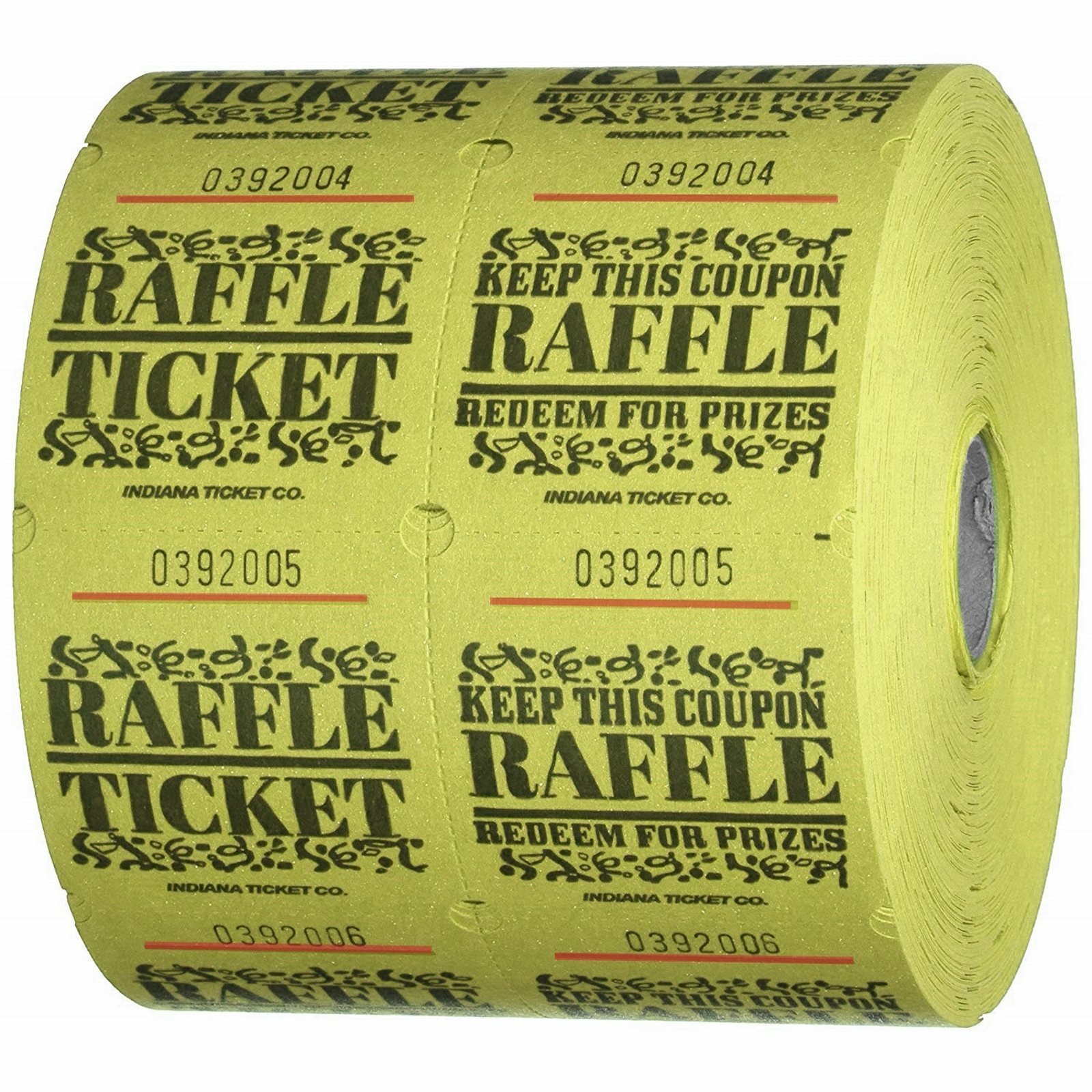 Yellow Raffle Ticket Roll (1000 Double Tickets)