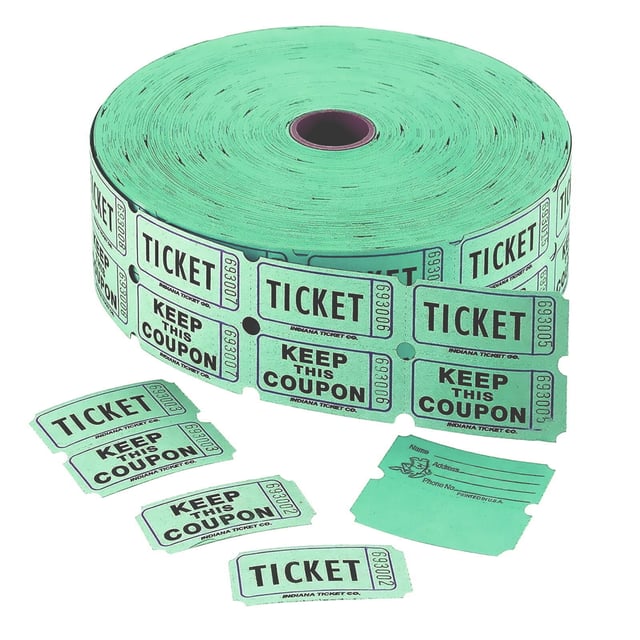 Green Raffle Ticket Roll (1000 Double Tickets) | Circus & Carnival ...
