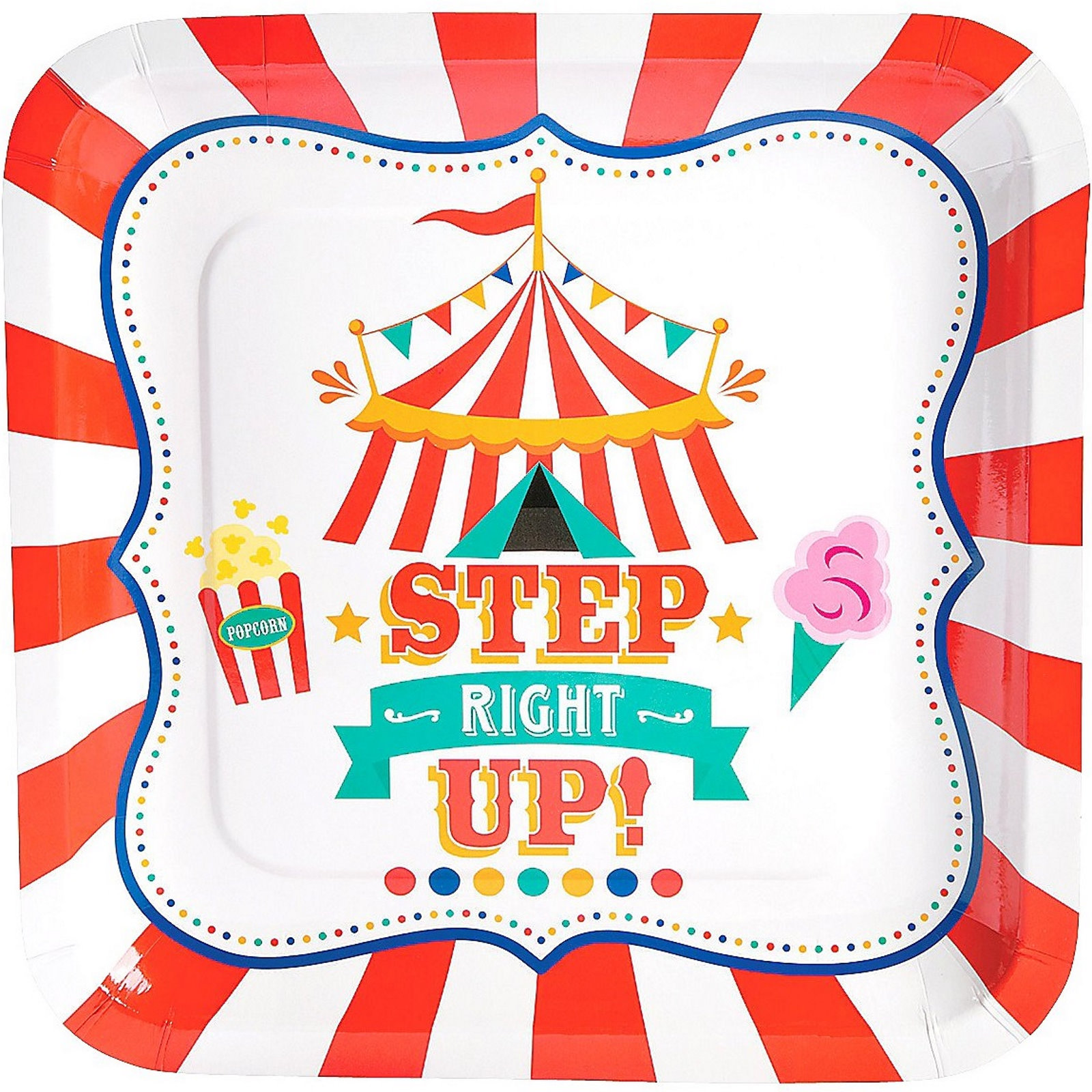Carnival Large Square Paper Plates (Pack of 8)