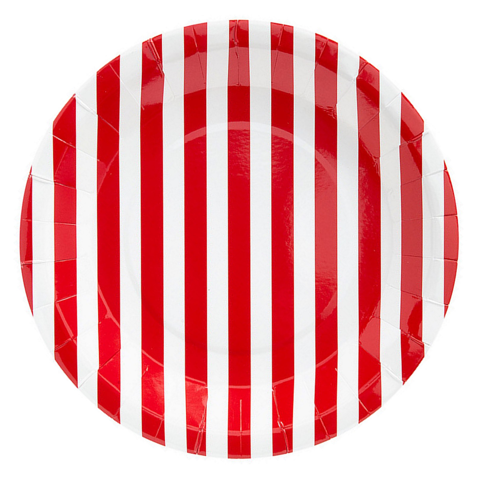 Red and White Striped Large Paper Plates (Pack of 8) 