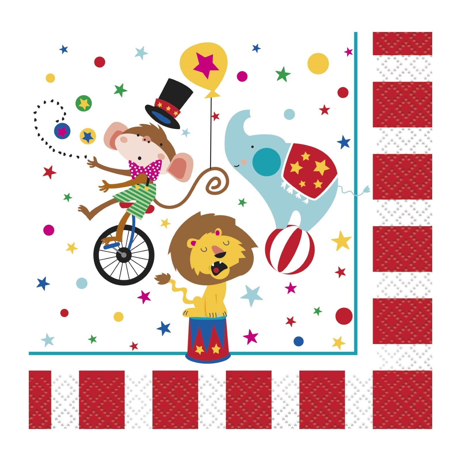 Circus Carnival Small Napkins / Serviettes (Pack of 16)