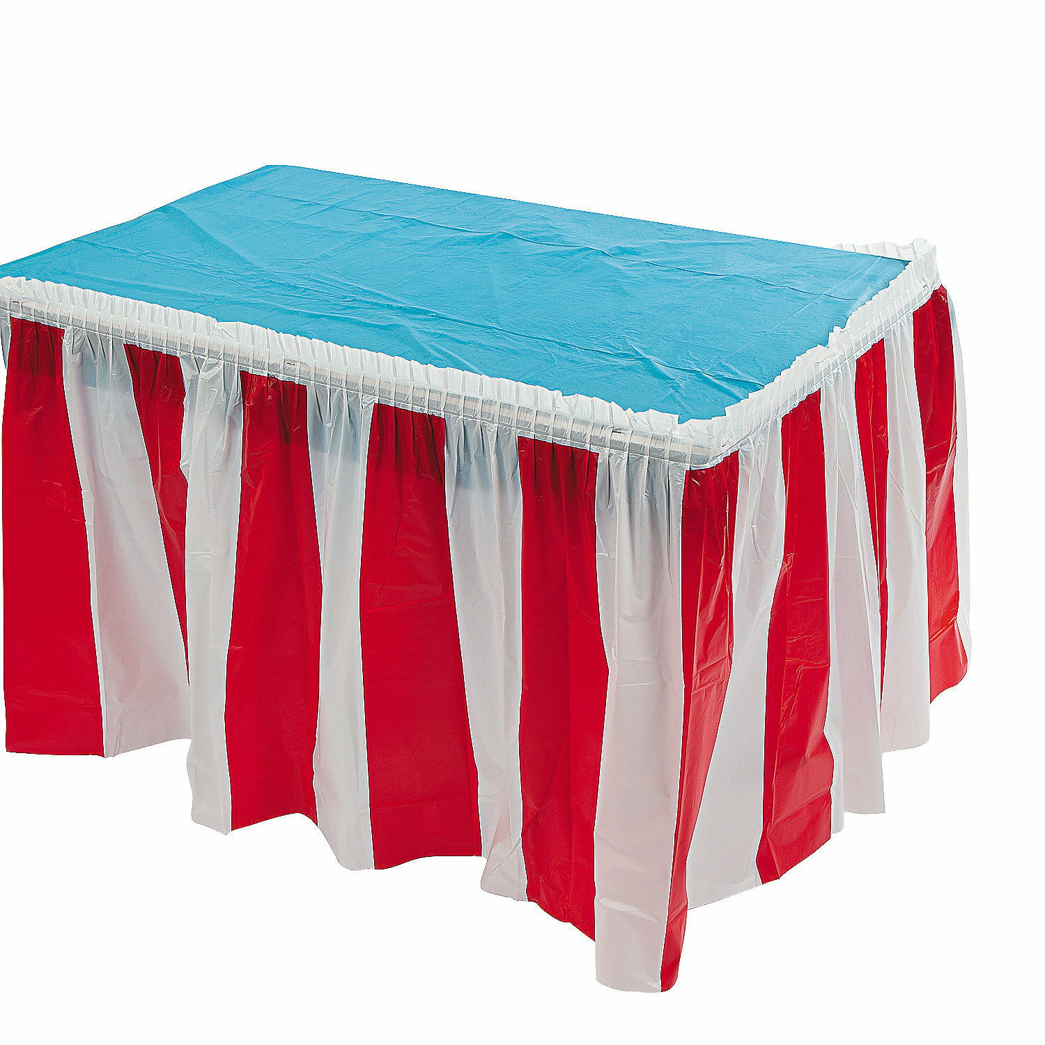 Red and White Striped Table Skirt