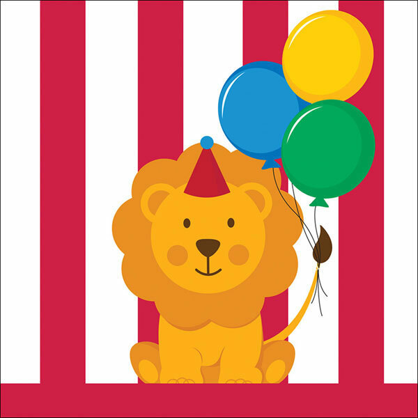 Circus Time Small Napkins / Serviettes (Pack of 16)