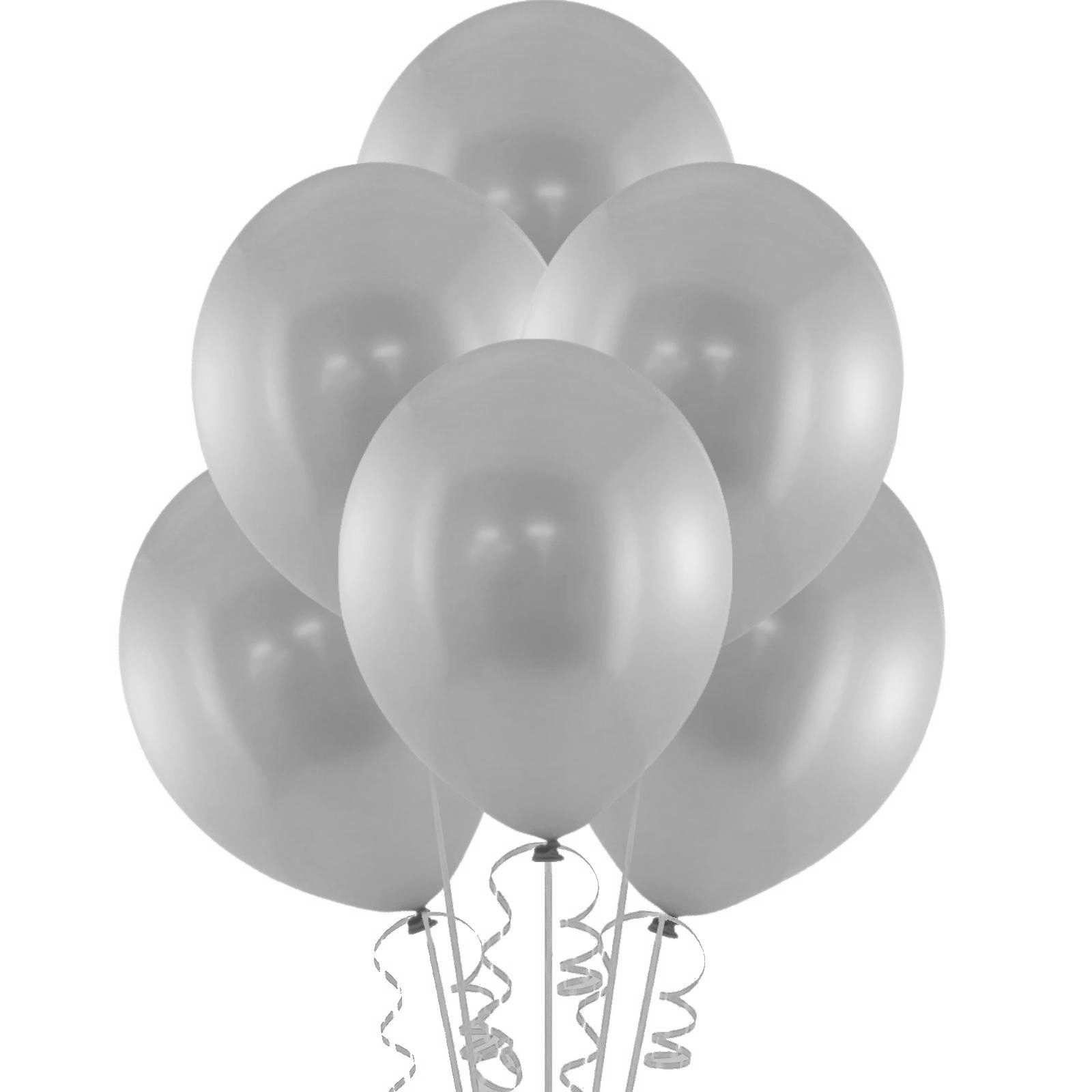 Silver Metallic Latex Balloons 25cm (Pack of 15)