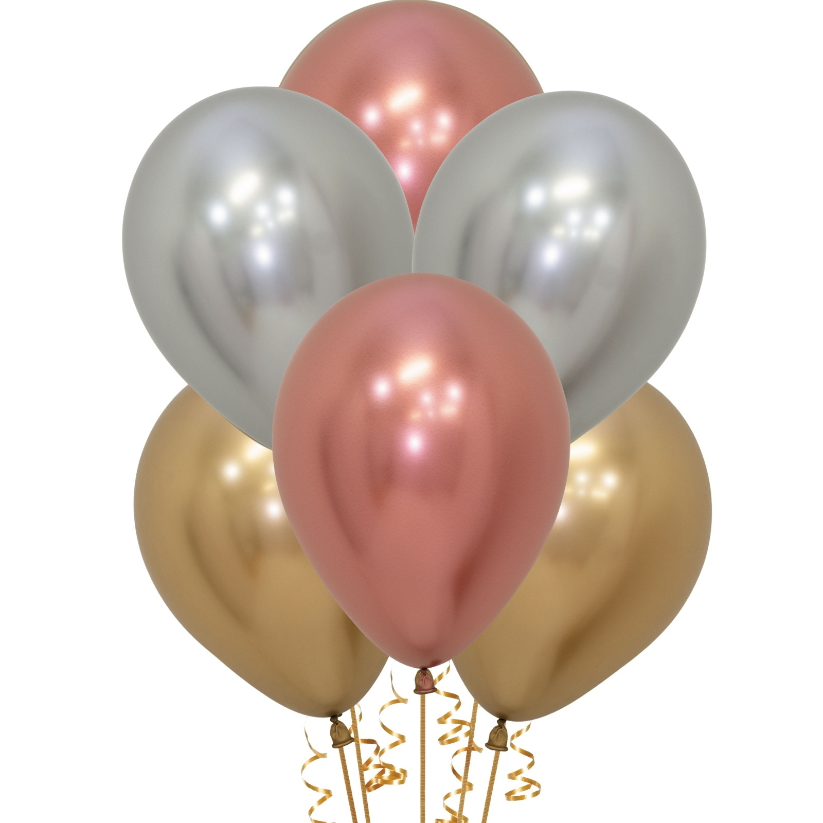 Sempertex Reflex Gold, Rose Gold and Silver Latex Balloons (Pack of 12)