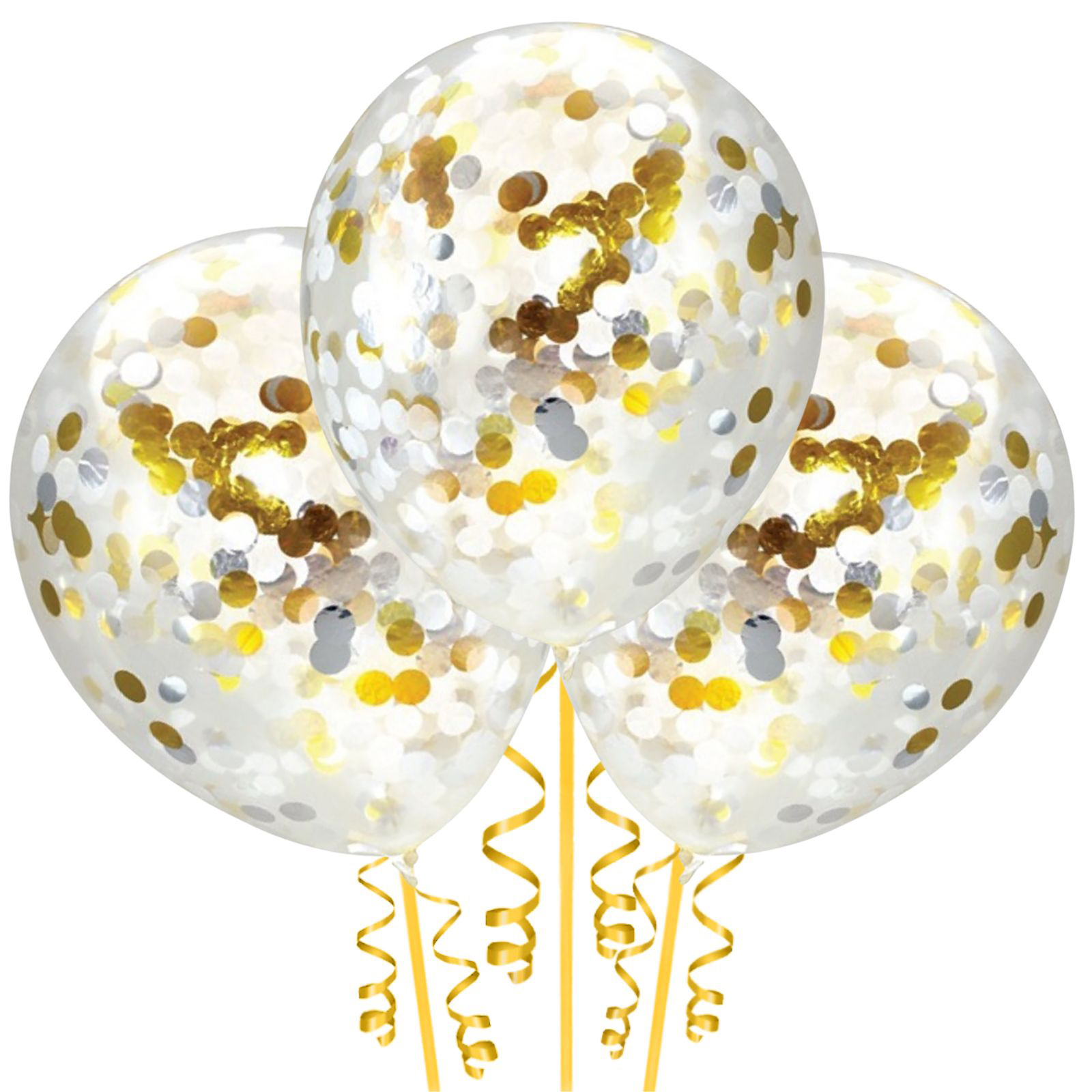 Gold & Silver Confetti Balloons 30cm (Pack of 3)