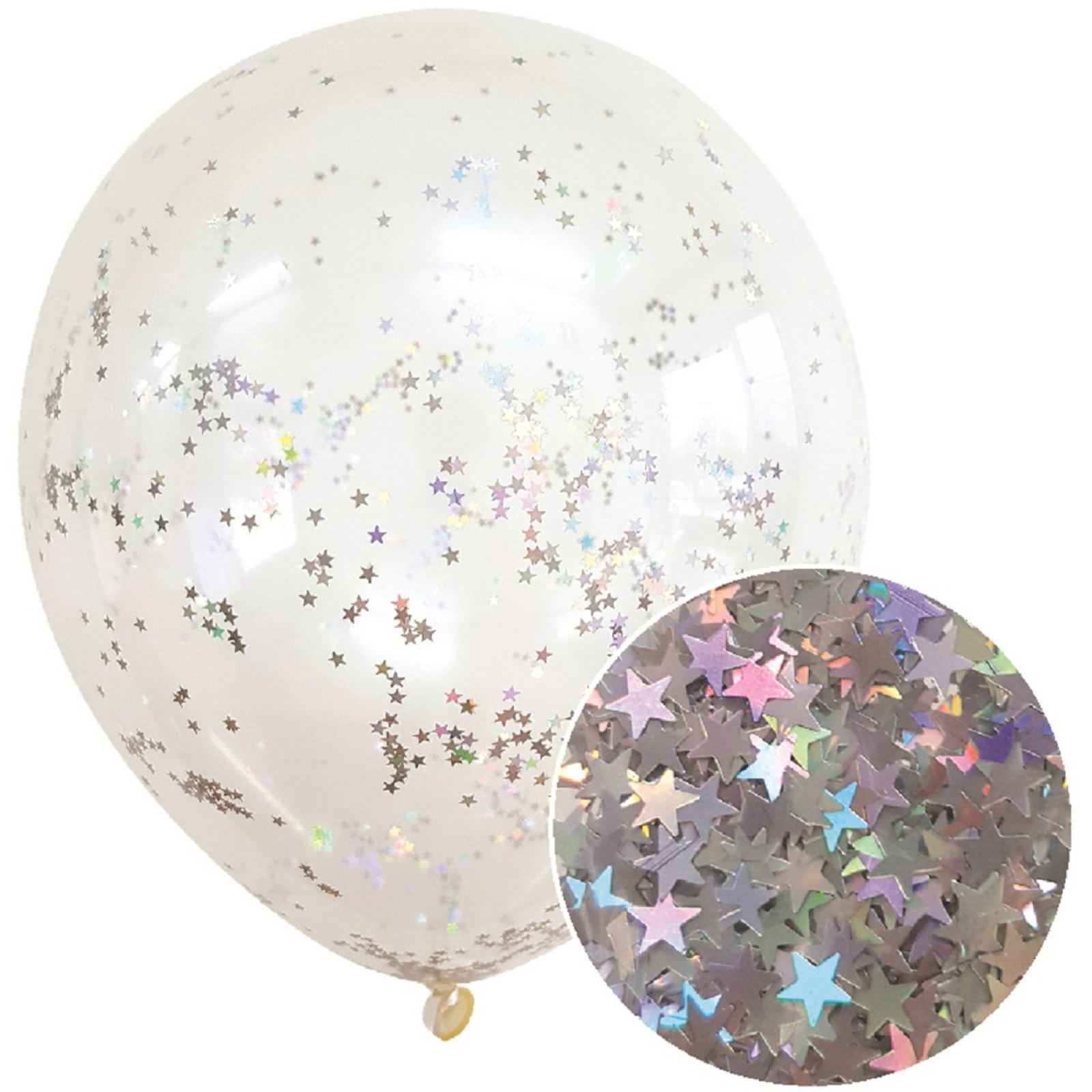 Iridescent Silver Star Confetti Balloons 30cm (Pack of 3)