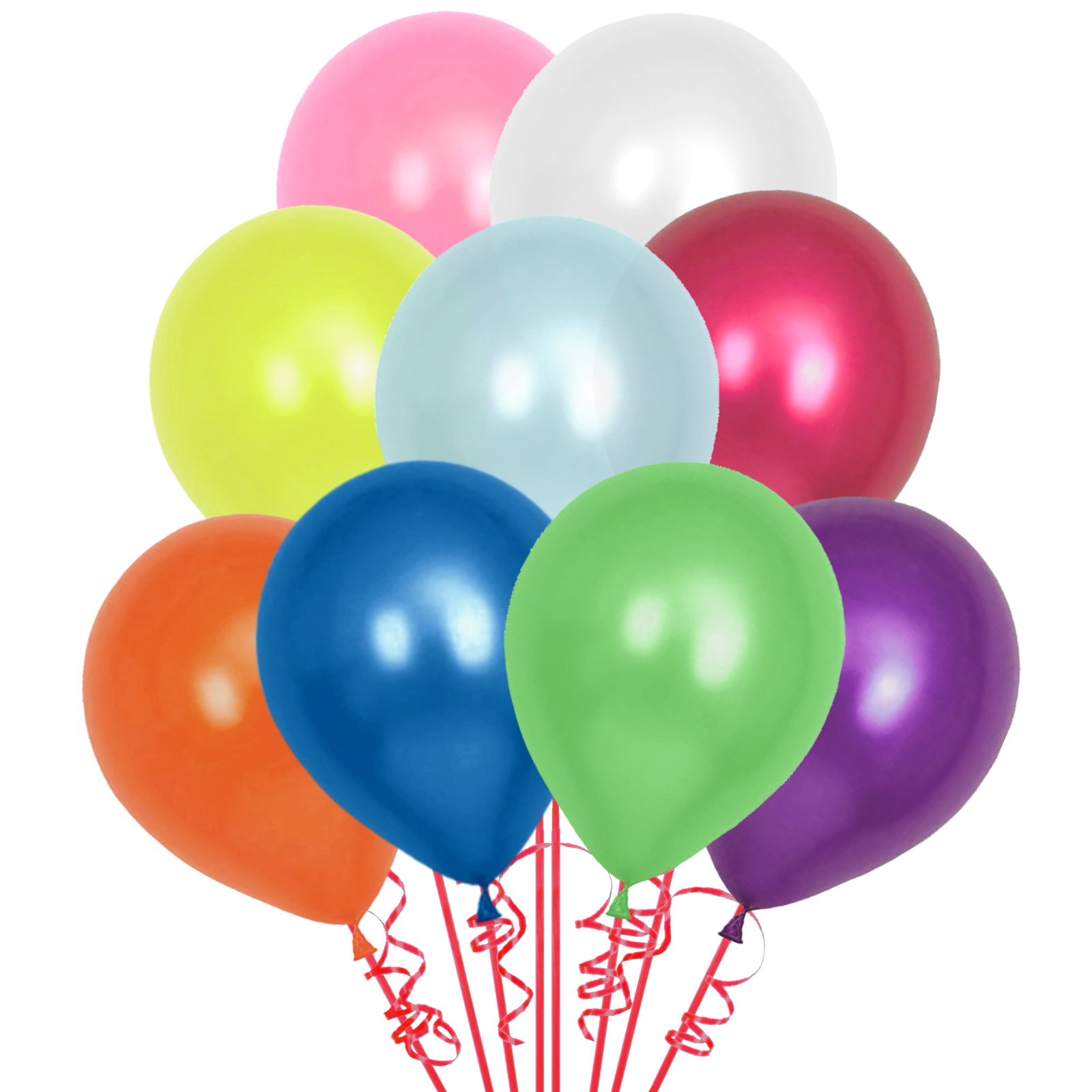 Metallic Assorted Coloured Latex Round Balloons 30cm (Pack of 25)