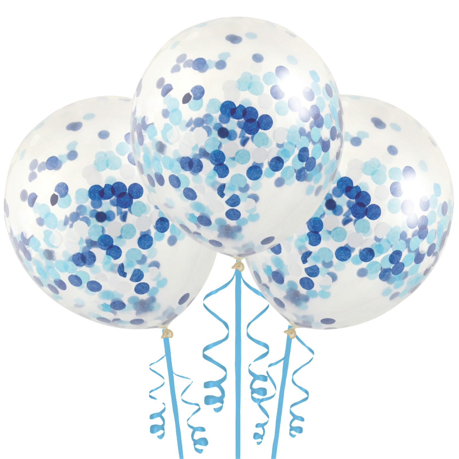 Blue Confetti Balloons 30cm (Pack of 3)