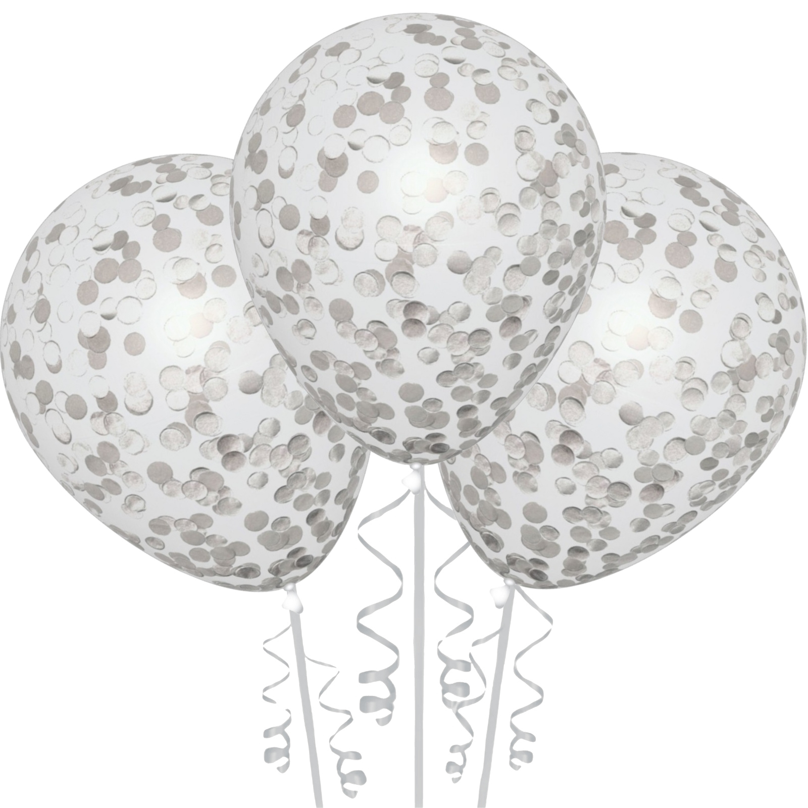 Silver Confetti Balloons 30cm (Pack of 3) 