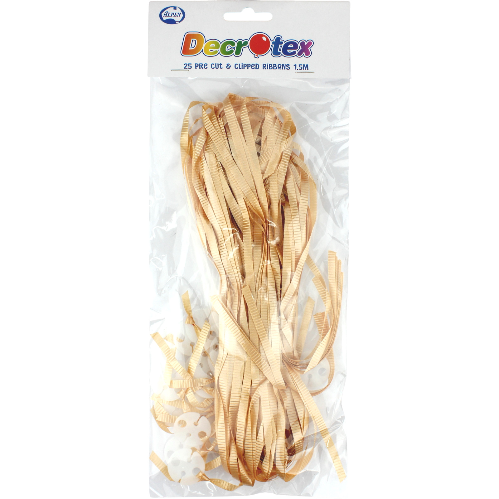 Precut Balloon Ribbon & Clips Gold (Pack of 25)