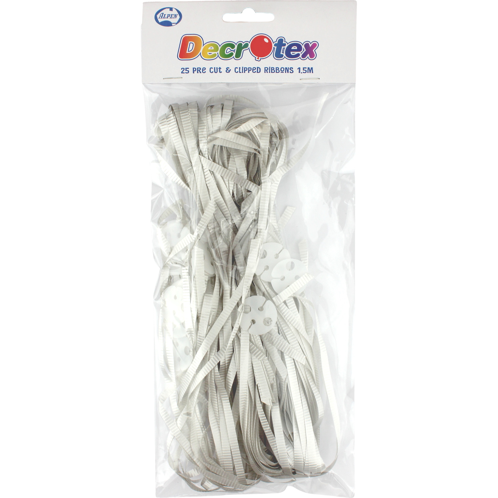 Precut Balloon Ribbon & Clips Silver  (Pack of 25)