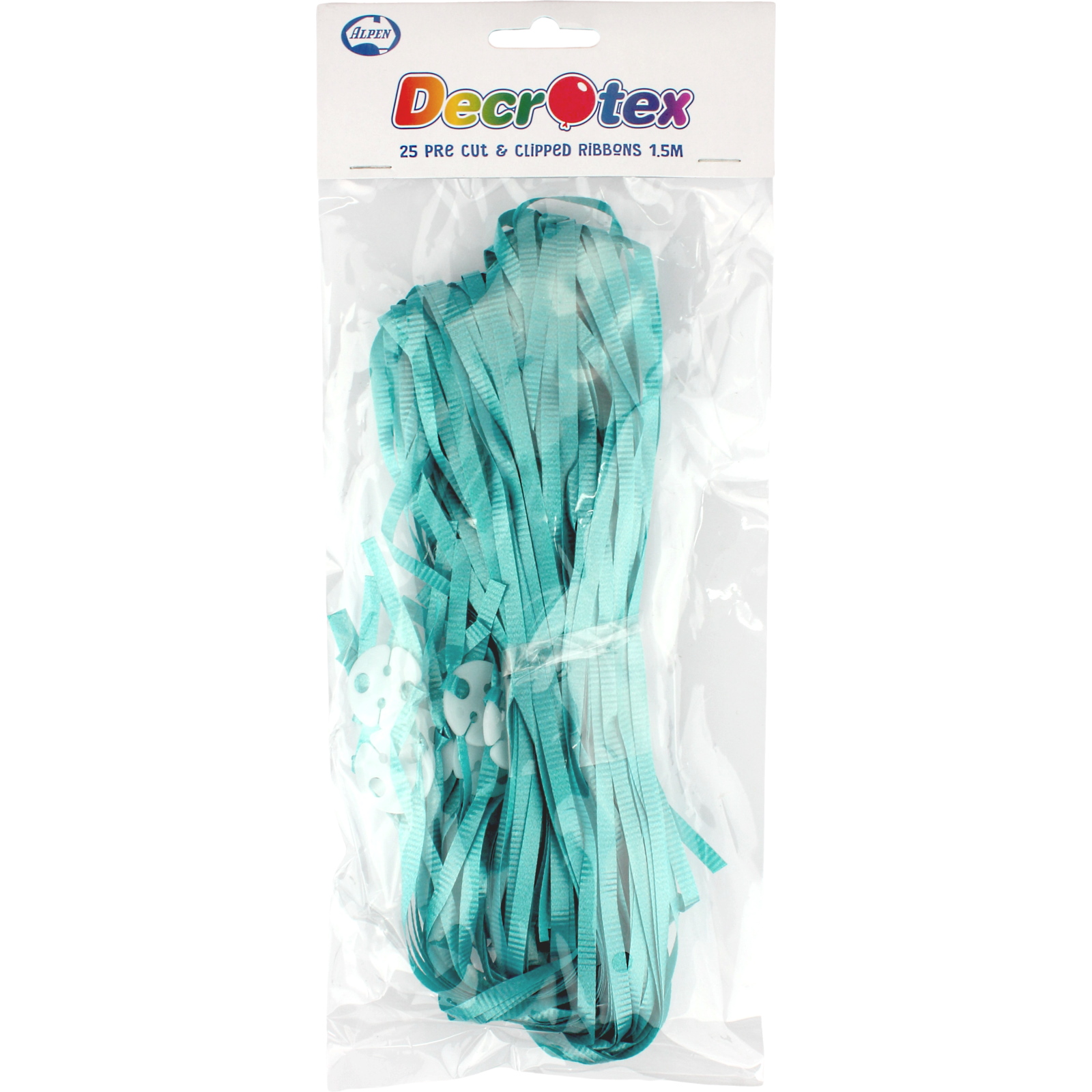Precut Balloon Ribbon & Clips Teal (Pack of 25)