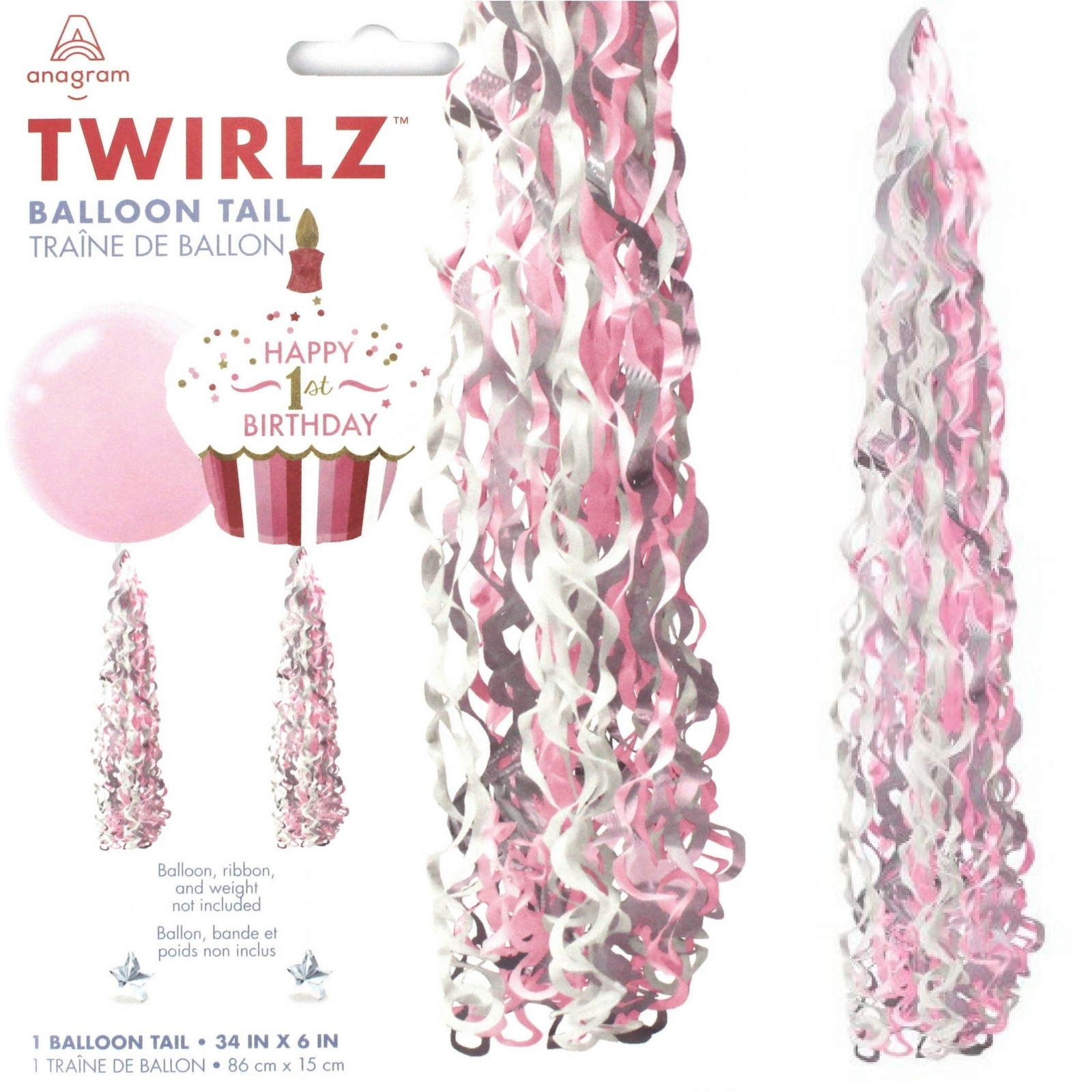 Twirlz Balloon Tail Pink and White
