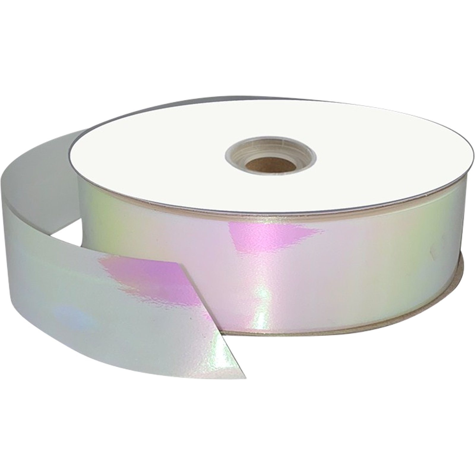 White Iridescent Satin Tear Ribbon 91m