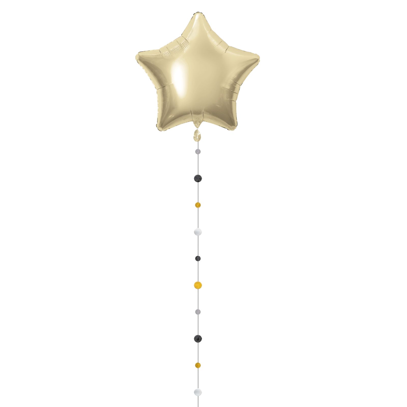 Black, Silver and Gold Foil and Glitter Circle Balloon Fun String