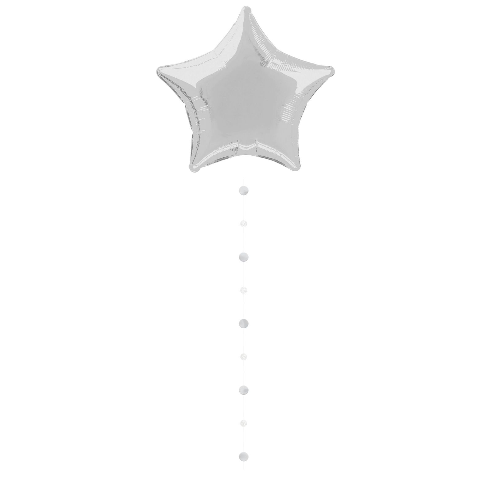 Silver Foil, White and Rose Gold Glitter Circle Balloon Fun String