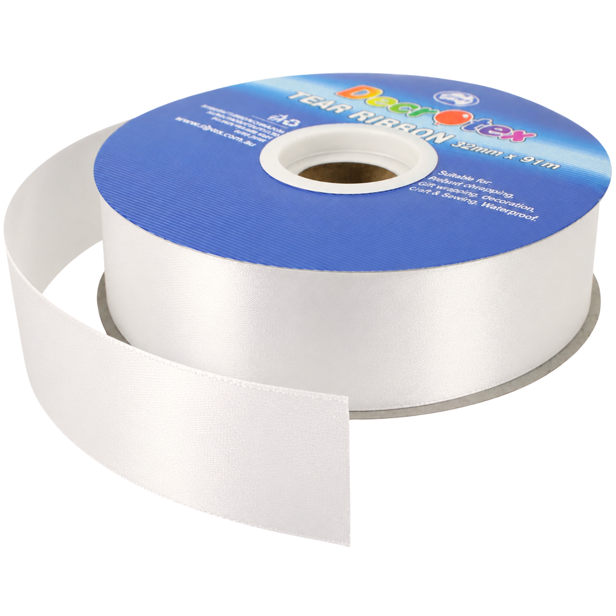 Tear Ribbon Waterproof White Tear Ribbon Roll (32mm x 91m) - Discount Party Supplies