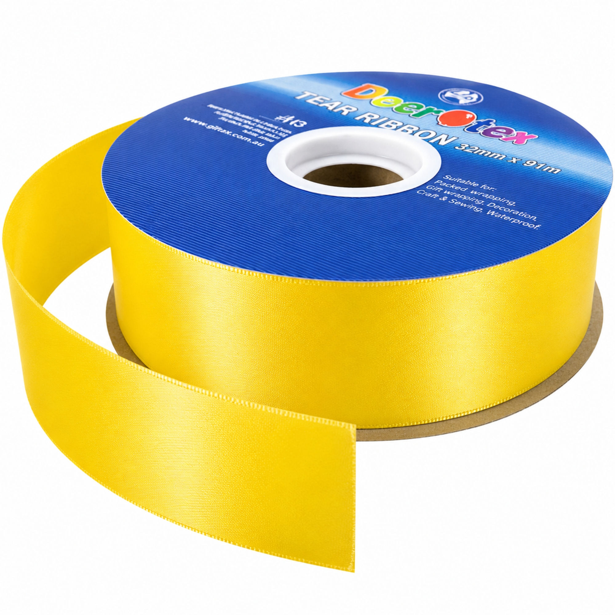Waterproof Yellow Tear Ribbon Roll (32mm x 91m) - Discount Party Supplies