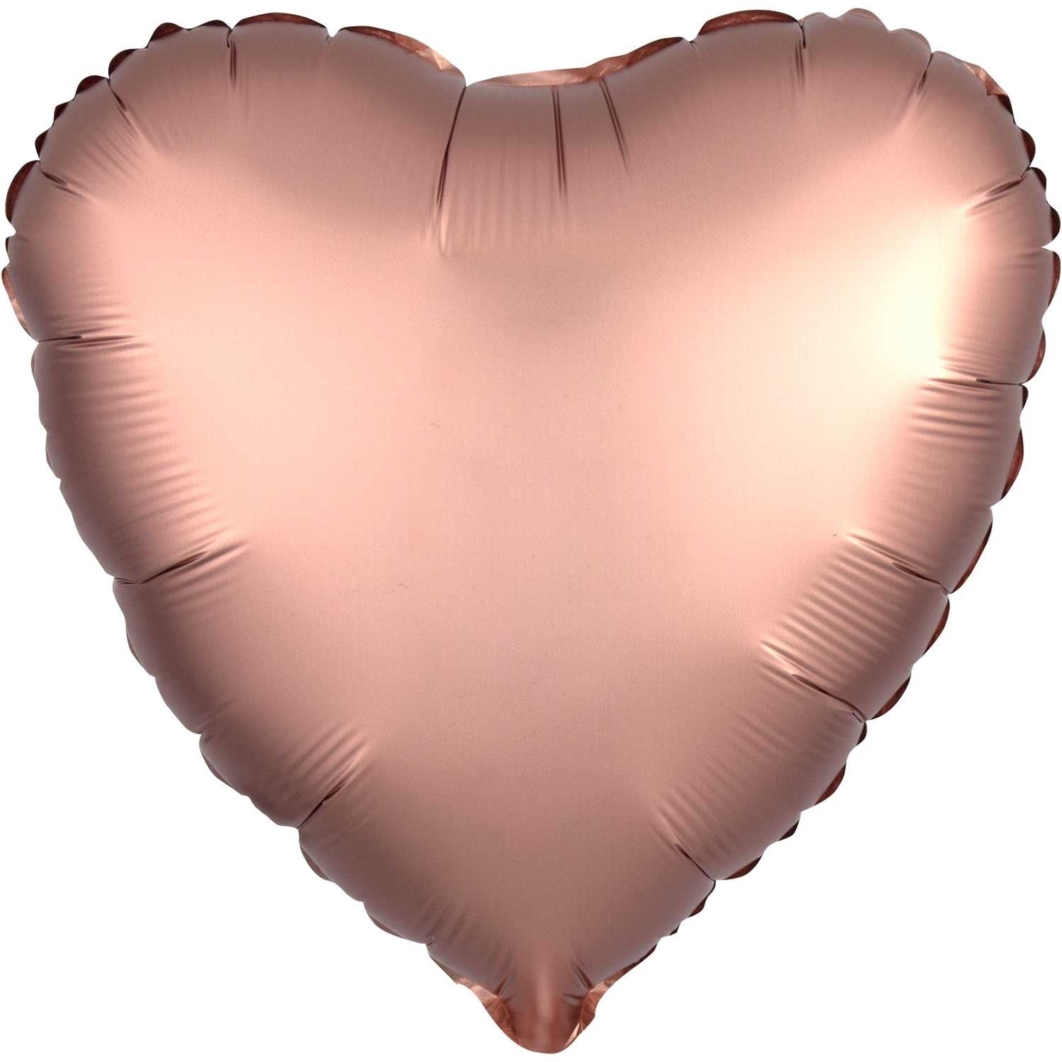 Heart Shaped Rose Copper Gold Satin Luxe Foil Balloon 43cm