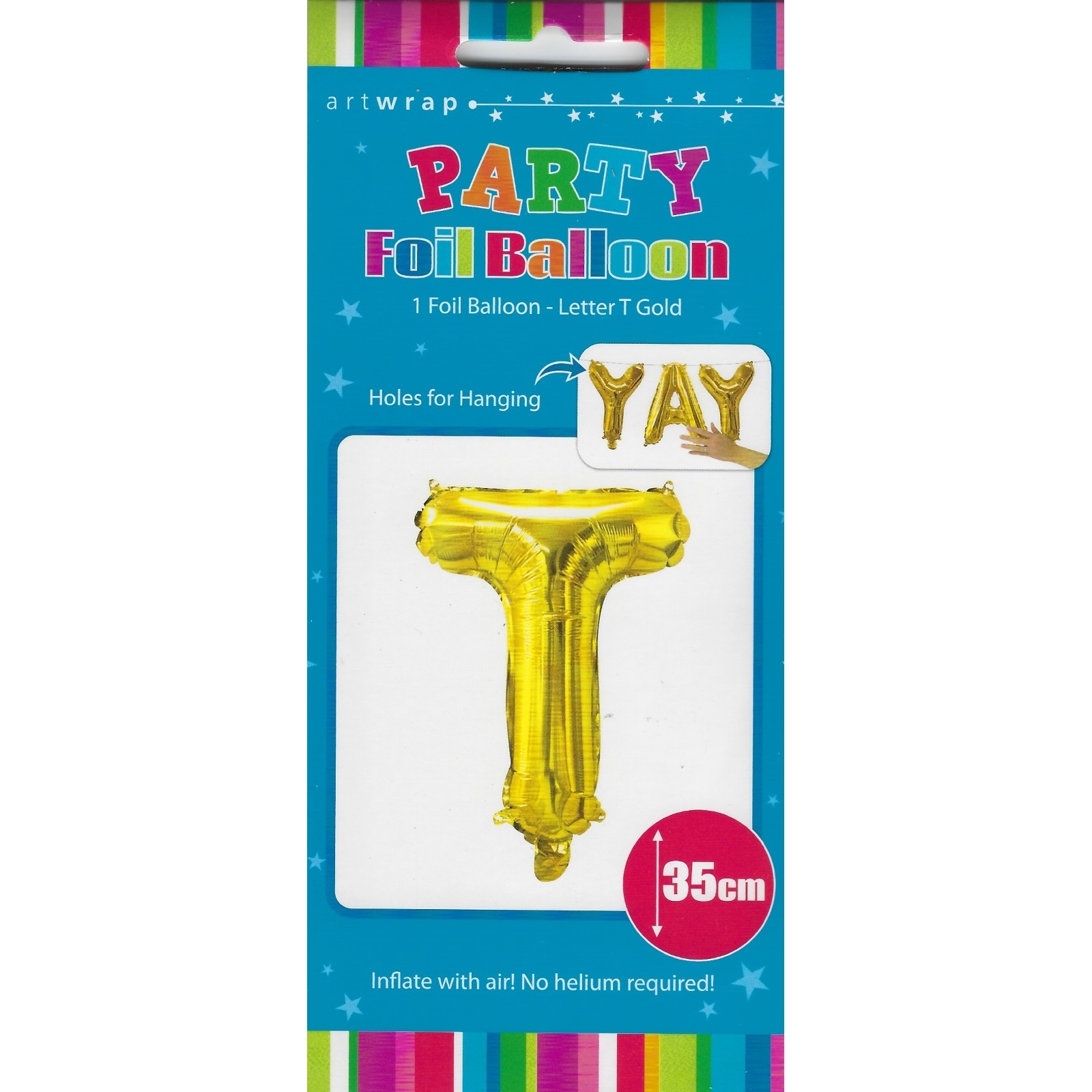 Gold Letter T Foil Air Fill Balloon 35cm Gold Party Supplies Coloured Party Supplies