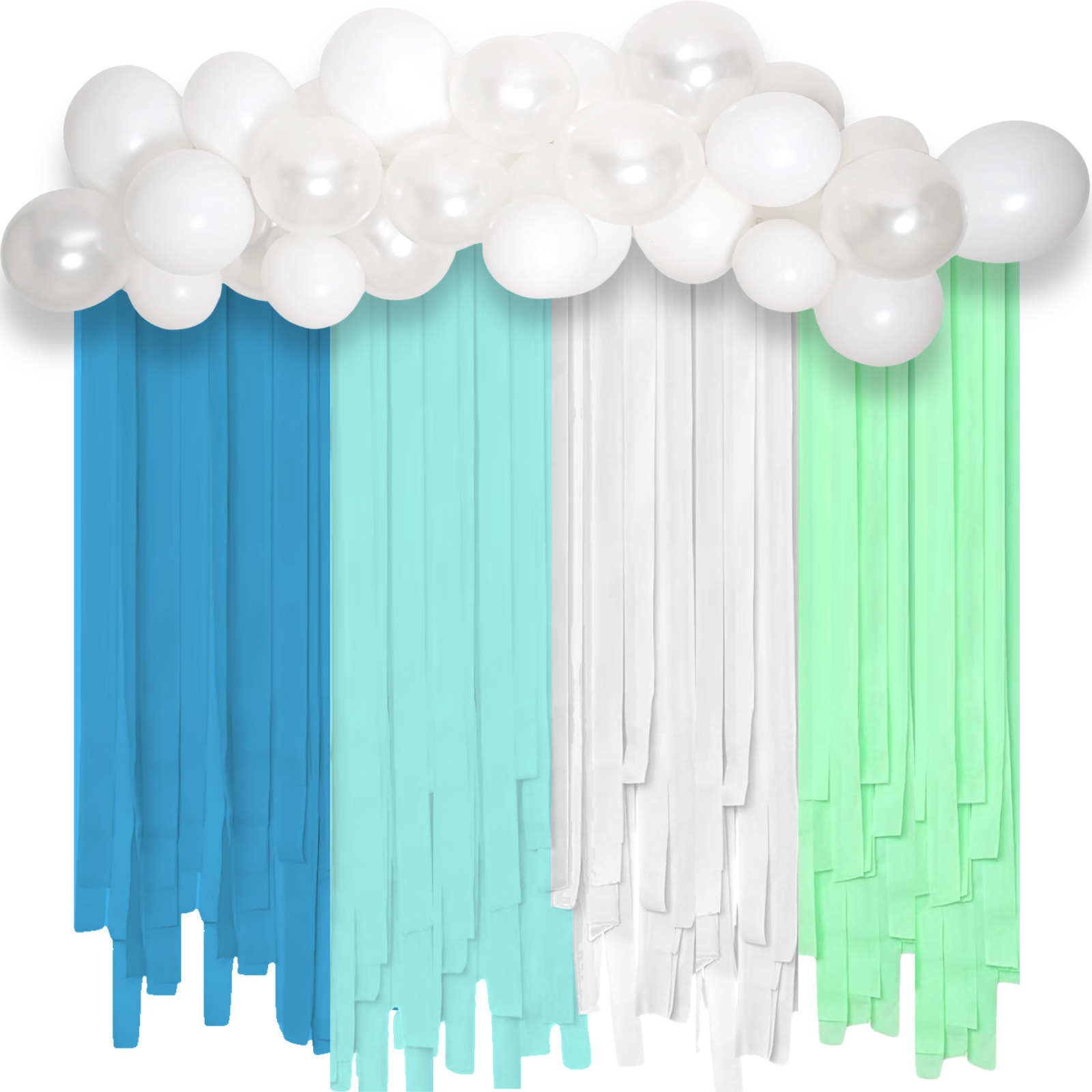 Blue and White Balloon Backdrop Kit With Streamers