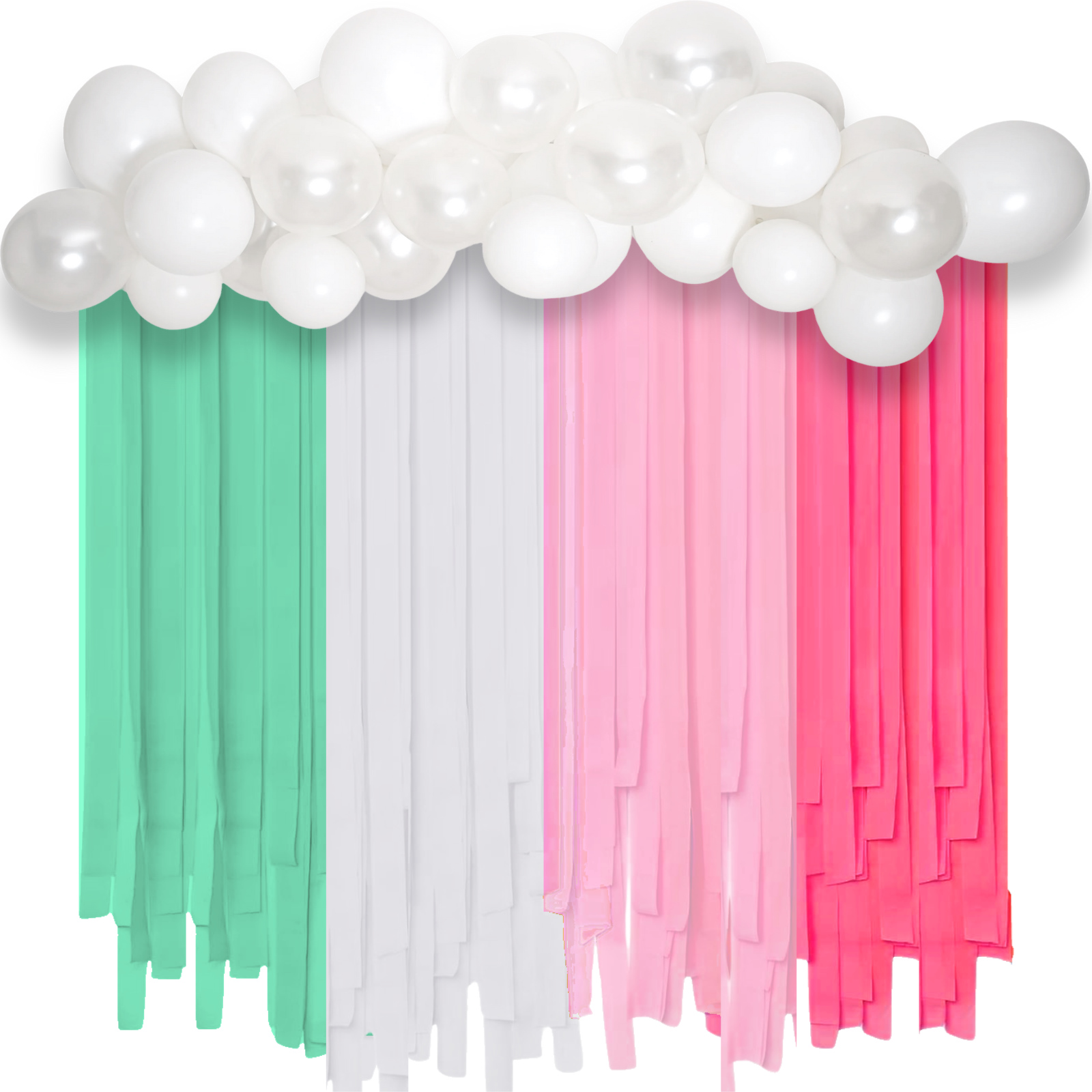 Pink And Green Balloon Backdrop Kit With Streamers