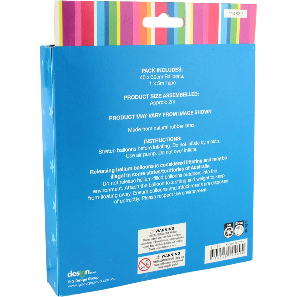 Blue White and Silver Balloon Garland Kit Blue Coloured Party