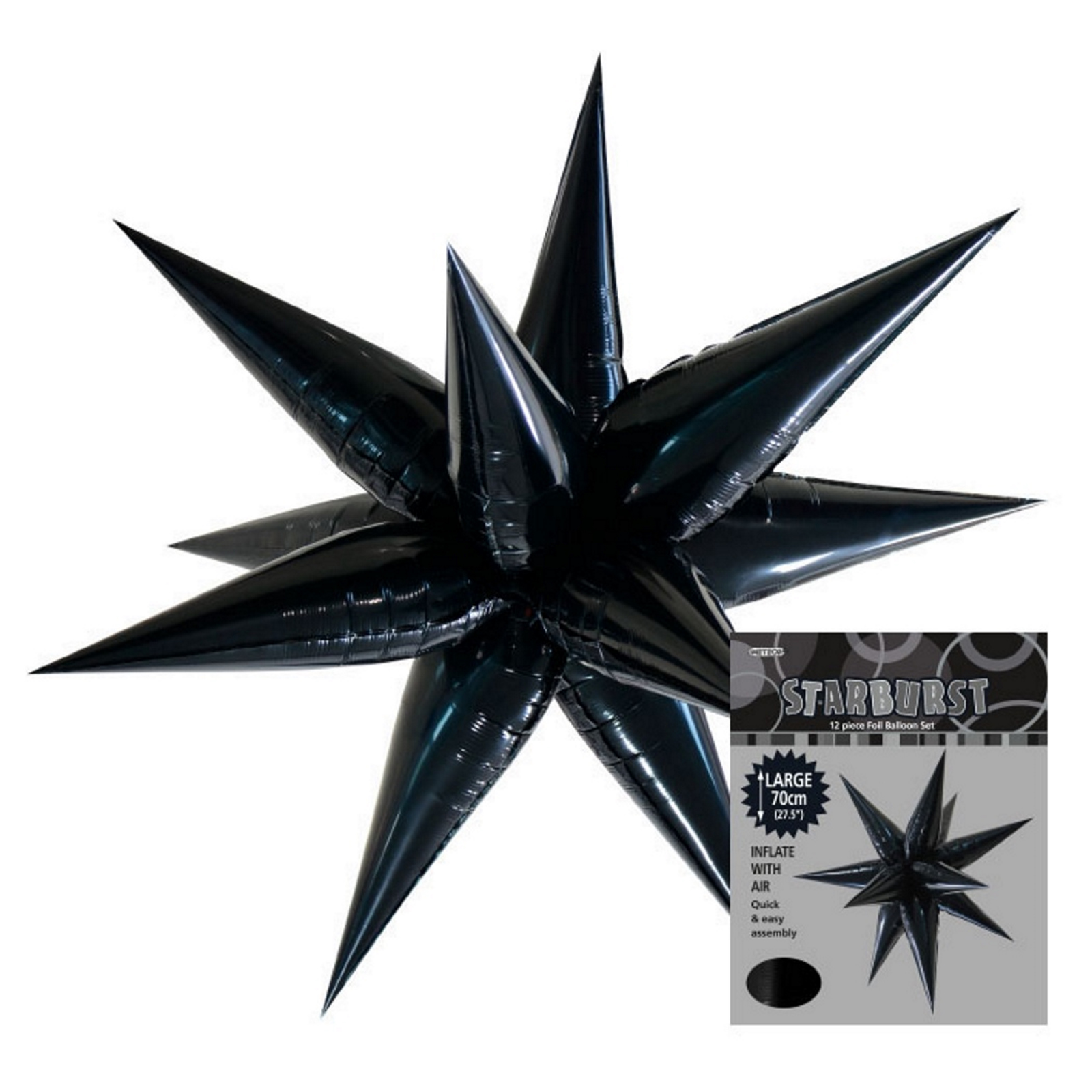 Black Starburst Foil Balloon 70cm