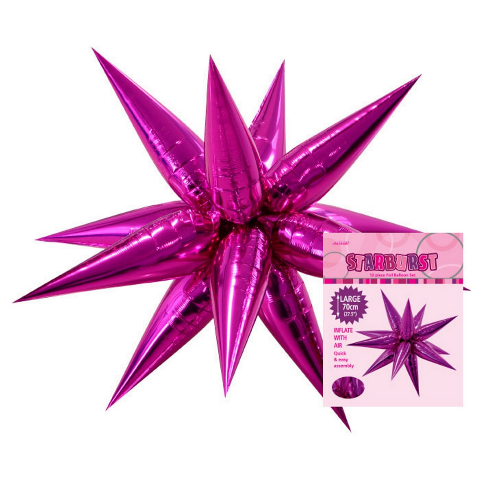 Hot Pink Starburst Foil Balloon 70cm