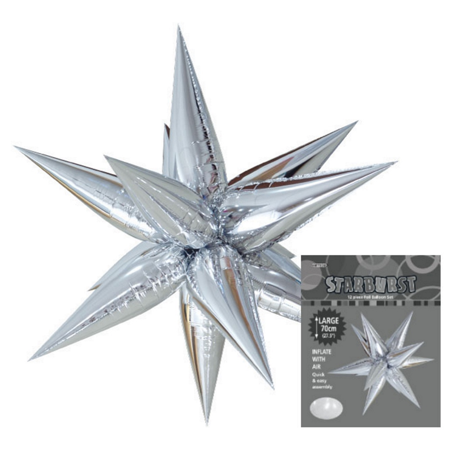 Silver Starburst Foil Balloon 70cm
