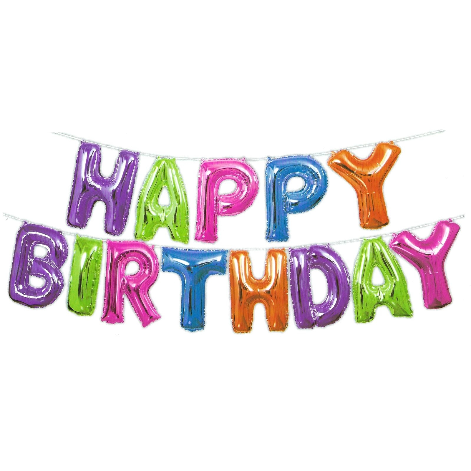 Multi Coloured Happy Birthday Foil Letter Balloon Banner