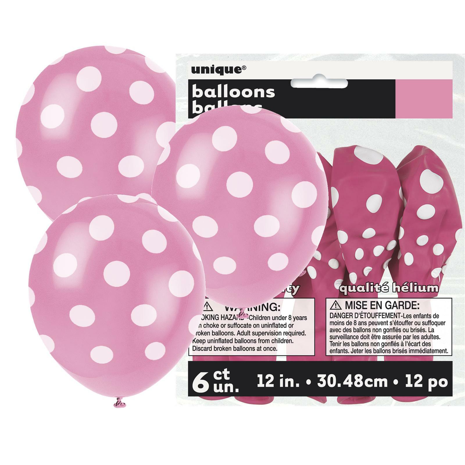 Pink Polkadot Balloons 30cm Round (Pack of 6)