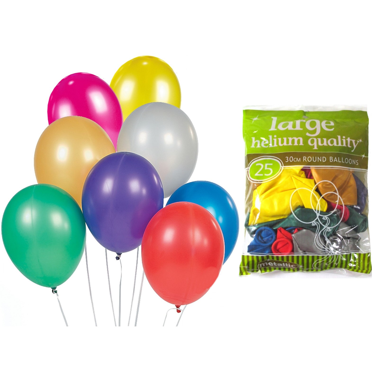 Assorted Metallic Balloons 30cm Round (Pack of 25)