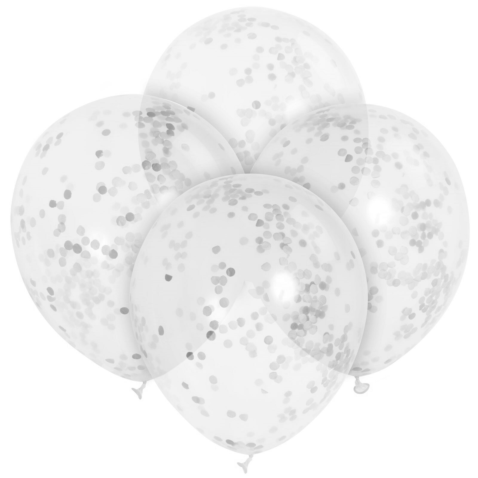 Silver Confetti Balloons (Pack of 6)