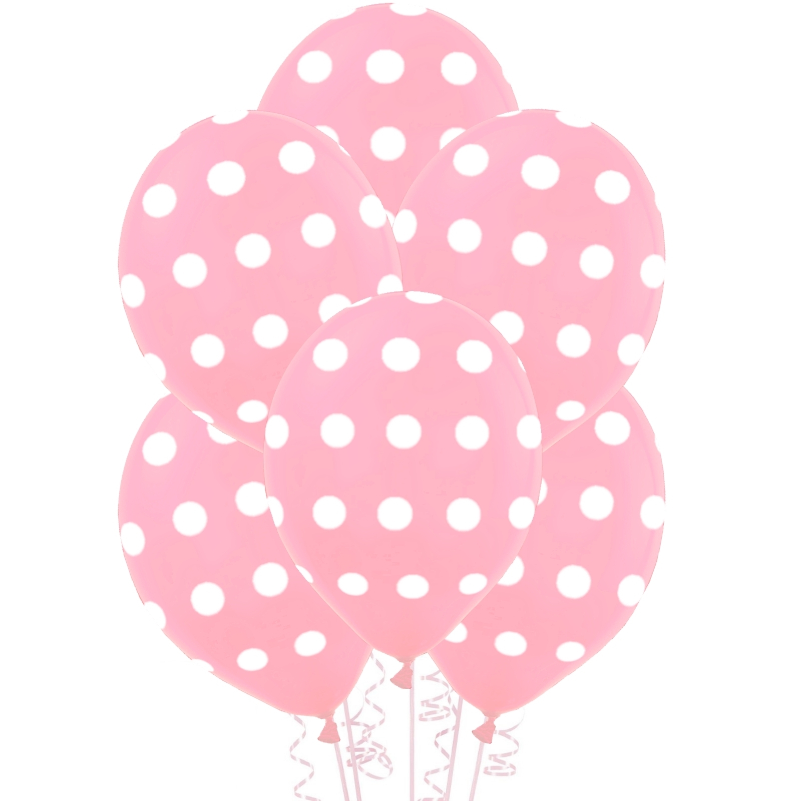 Pastel Pink and White Dot Balloons 30cm Round (Pack of 6)