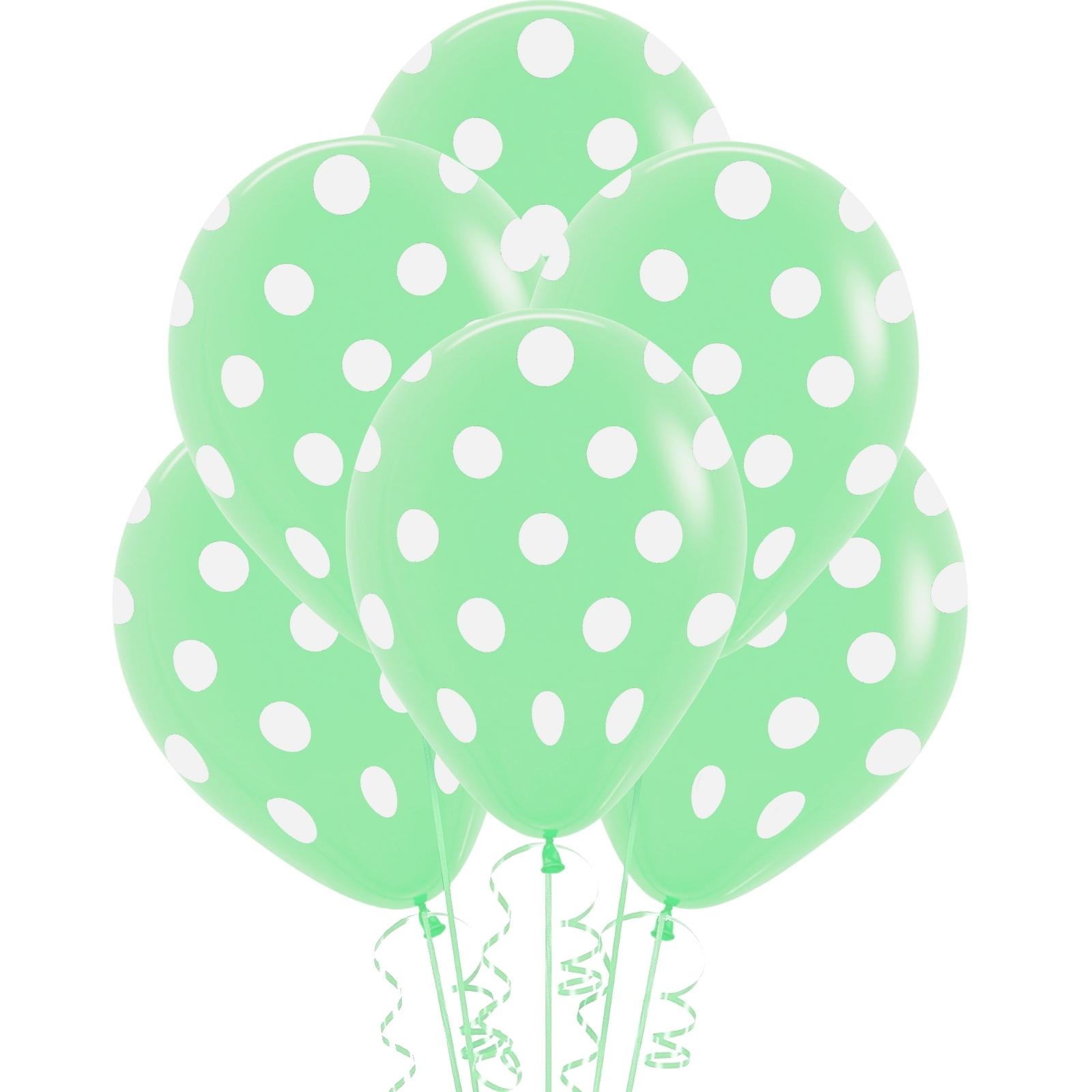 Pastel Mint and White Dot Balloons 30cm Round (Pack of 6)