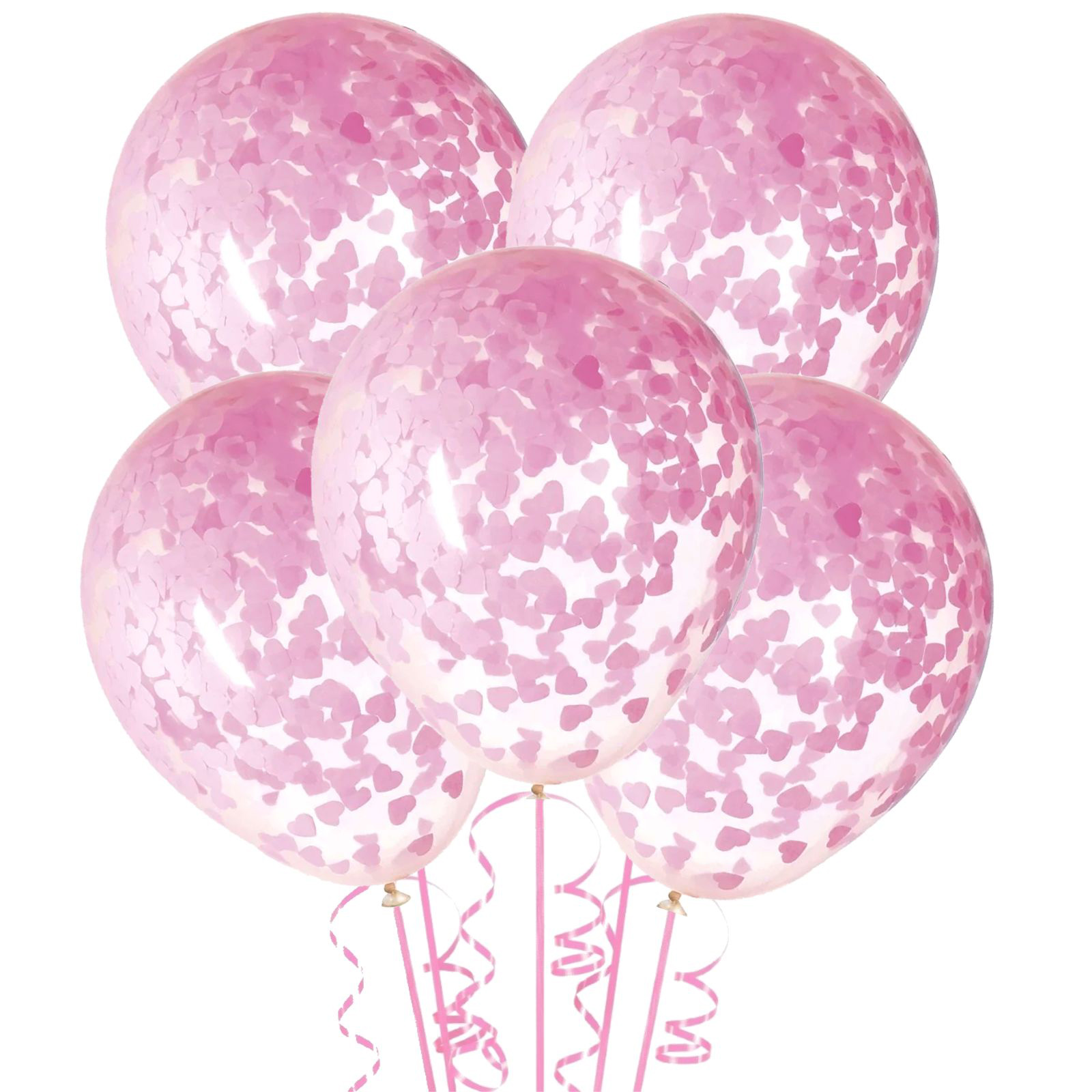 Pink Heart Confetti Balloons (Pack of 5)