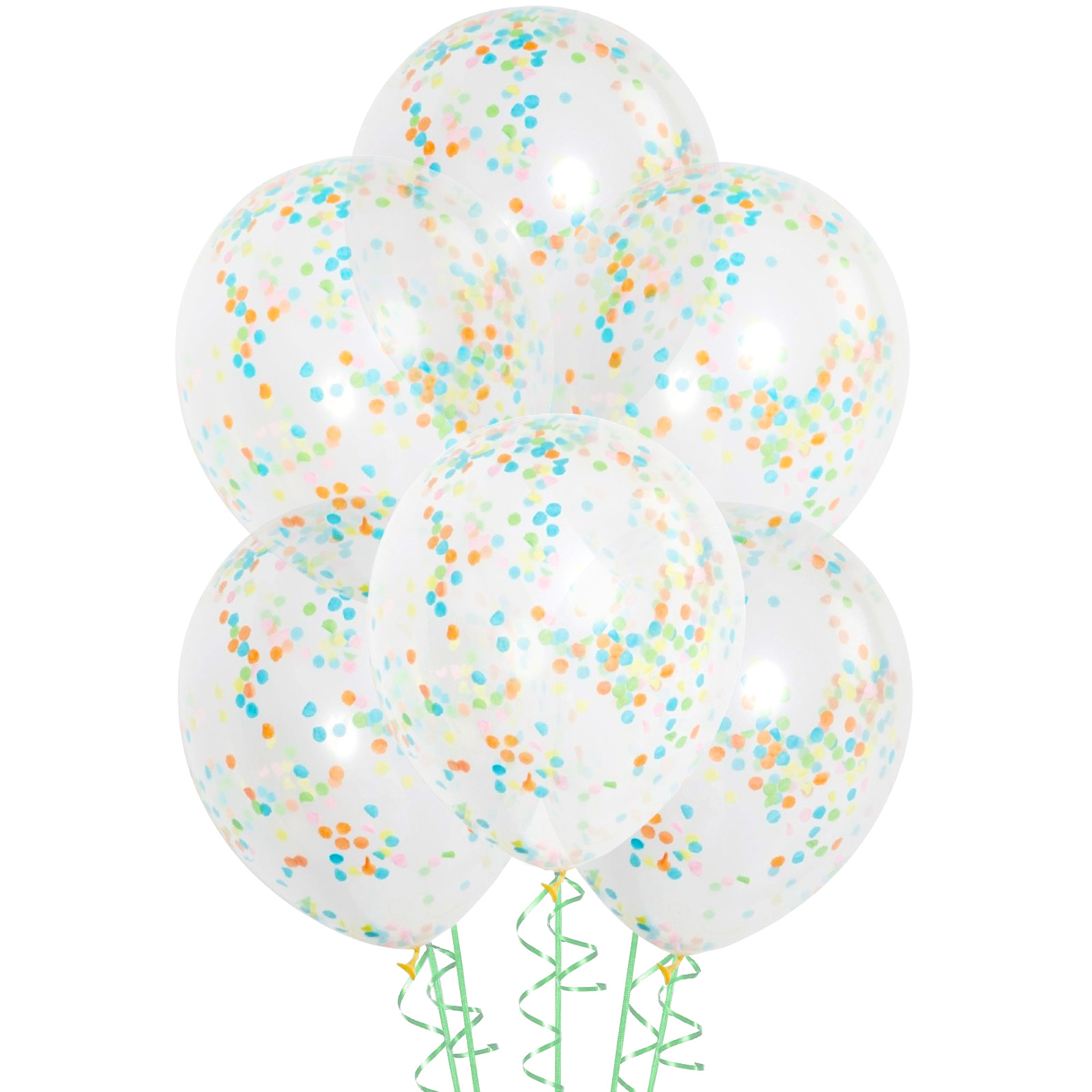Multi-Colour Pre-Filled Confetti Balloons (Pack of 6)