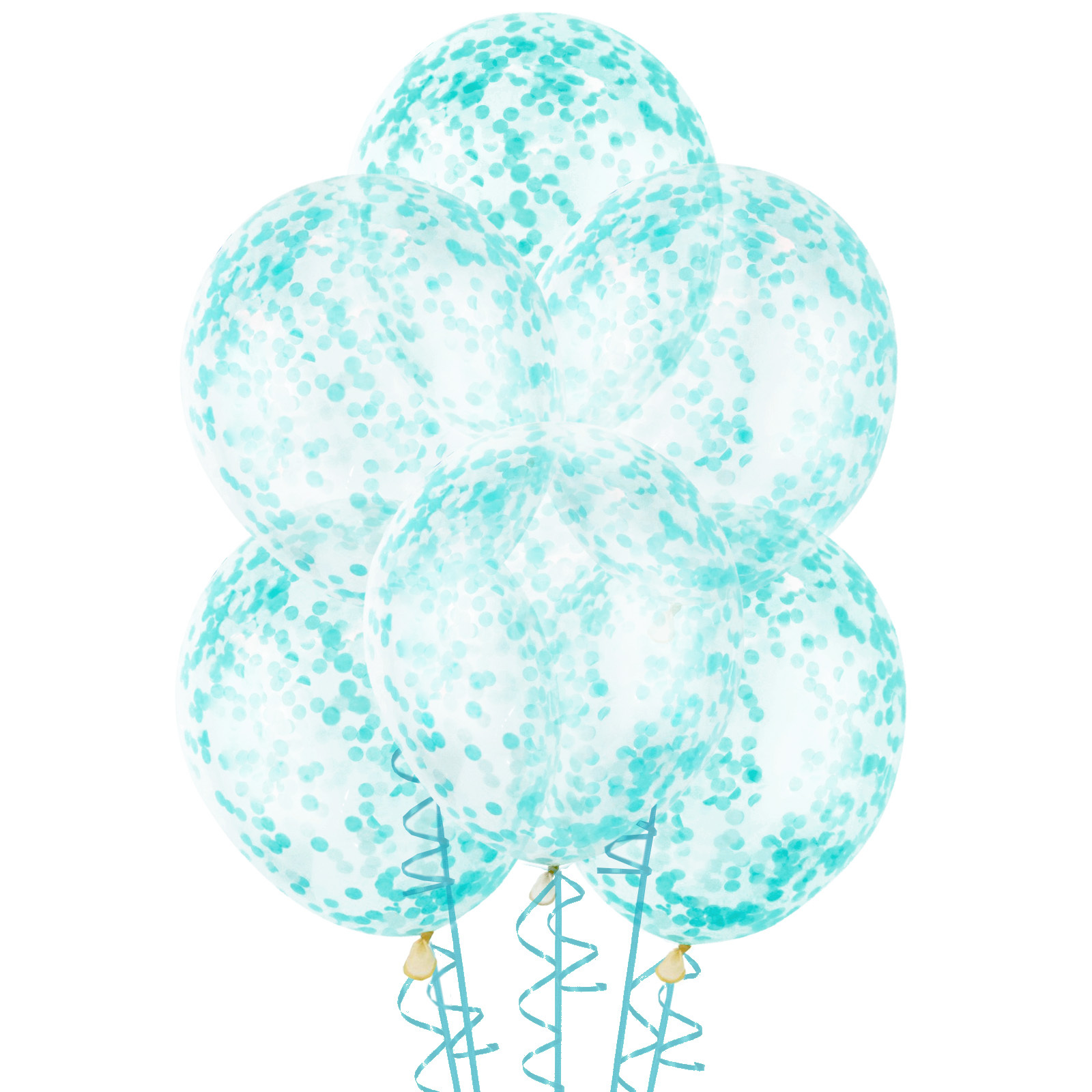Teal Pre-filled Confetti Balloons (Pack of 6)